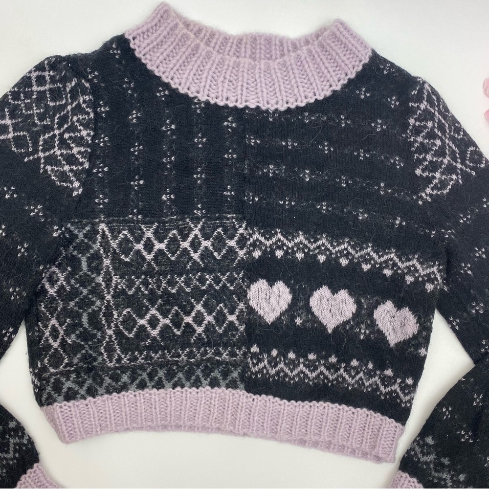 Free People Snow Globe Wool Alpaca Mock Neck Cropped Pullover Sweater: Onyx - Picture 8 of 16